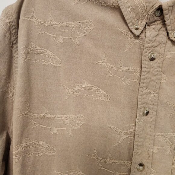 Columbia Button Up Shirt Embroidered Fish Print Short Sleeve Outdoor Mens XL - Picture 8 of 14